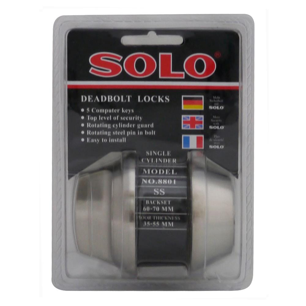 กุญแจลิ้นตาย 1 ด้าน SOLO 8801 สีสเตนเลส