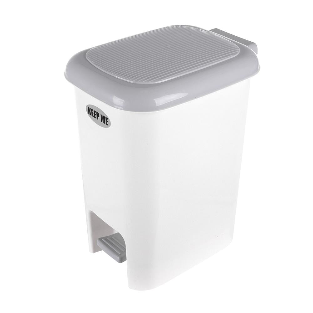 ถังขยะเหยียบเหลี่ยมรี JCJ 2145 ขนาด 15L สีขาว/เทา