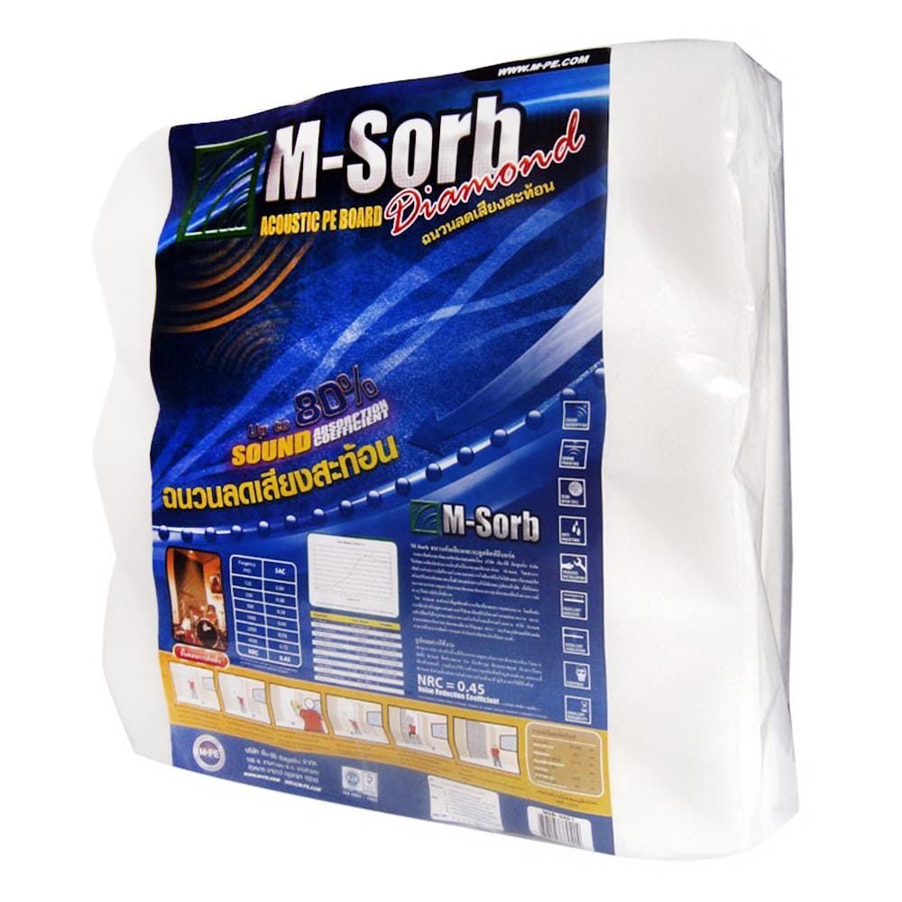 ฉนวนลดเสียงสะท้อน MPE M-SORB DAIMOND หนา 40 มม. 60x60 ซม. สีขาว (แพ็ก 4 ชิ้น)