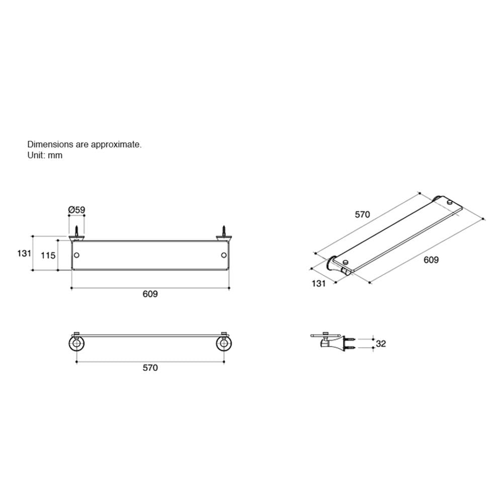 ชั้นกระจกติดผนัง 1ชั้น KOHLER K-13428T-CP