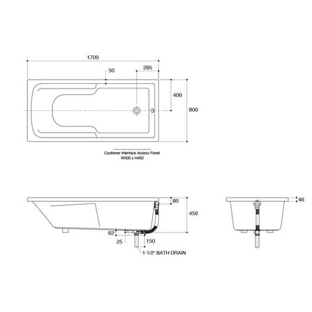 อ่างอาบน้ำ KOHLER K-45702X 170 ซม. สีขาว_1