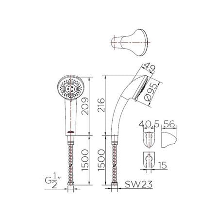 ฝักบัวสายอ่อน KARAT FAUCET KS-06-213-50 สีโครม_2