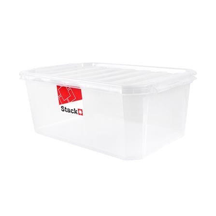 กล่องเก็บของ ฝาล็อค STACKO FAMILI 16.5 ลิตร สีใส