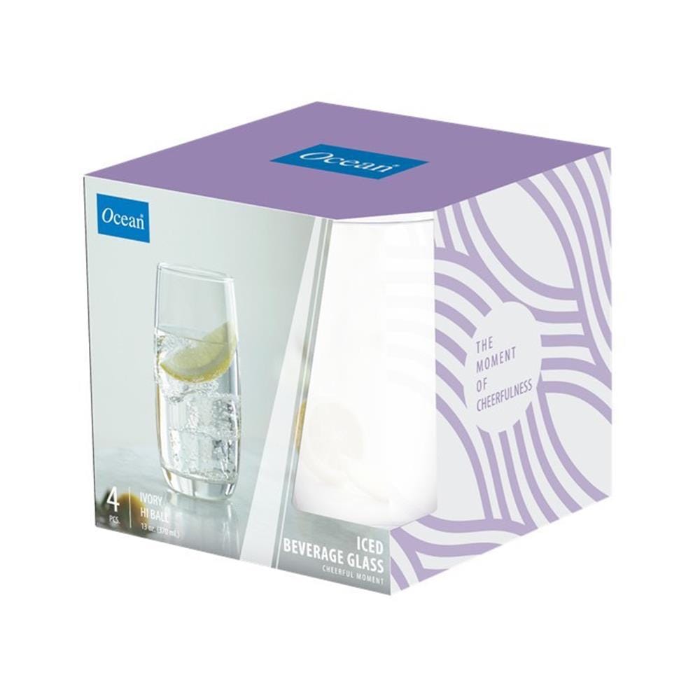 แก้วน้ำ 370ml OCEAN GLASS IVORY แพ็ค 4 ใบ