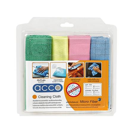 ผ้าไมโครไฟเบอร์ทำความสะอาดอเนกประสงค์ ACCO 35x40cm แพ็ค4 หลากสี_0