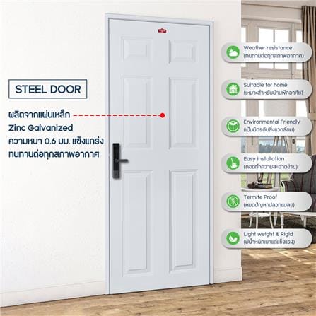 ประตูภายนอกเหล็ก เจาะลูกบิด PROFESSIONAL DOOR A1G 79.2x199.4 ซม. สีเทา_4