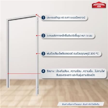 วงกบประตูเหล็ก PROFESSIONAL DOOR FR1LC 80X200 ซม. สีครีม_4