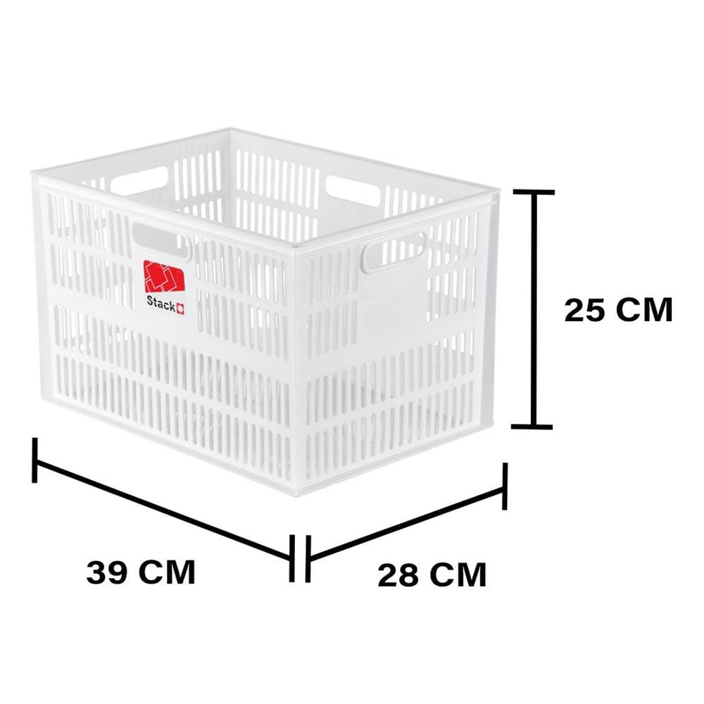 กล่องซ้อนได้ STACKO DT-38 L 39x28x25 ซม. สีขาว