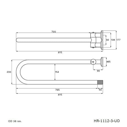 ราวมือจับ ตัว U โยกขึ้นลง WS HR-1112-3-UD_1