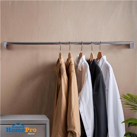 ชุดราวแขวนยึดผนังพร้อมตะขอ PARNO 80 ซม. สีสเตนเลส_3