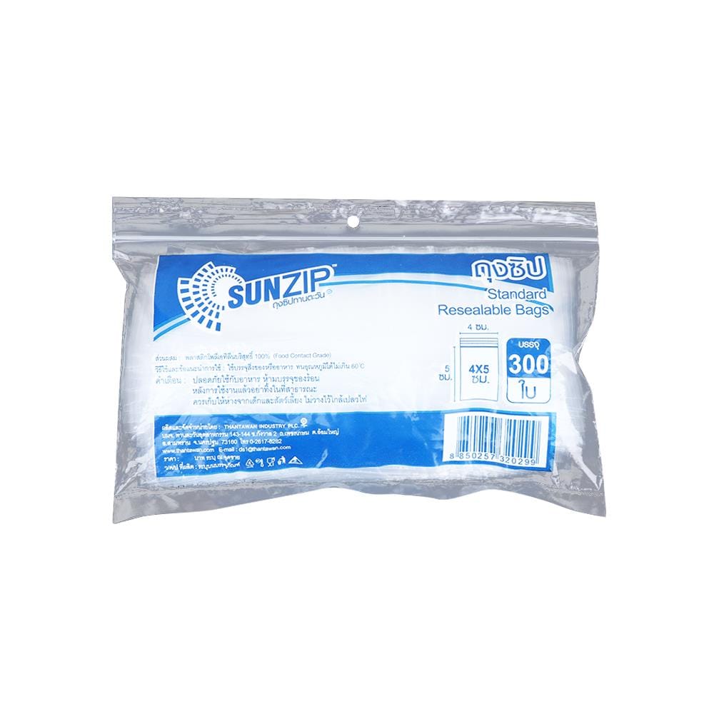 ถุงซิป SUN ZIP แพ็คประหยัด 4x5 ซม. 300 ใบ