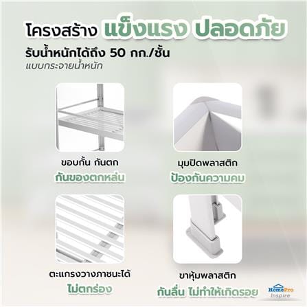 ชั้นคว่ำจานบนเรียบ L อะลูมิเนียม 3 ชั้น EKONO_4