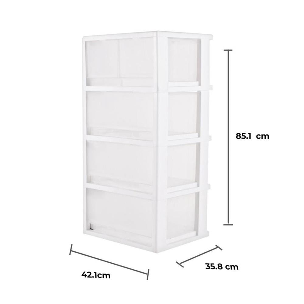 ตู้ลิ้นชัก 4 ชั้น มีล้อ STACKO FINE 42.1x35.8x85.1 ซม. สีขาว