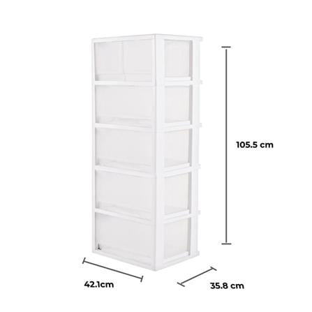 ตู้ลิ้นชัก 5 ชั้น มีล้อ STACKO FINE 42.1x35.8x105.5 ซม. สีขาว_7