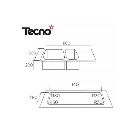 ซิงค์ฝัง 2หลุม 1ที่พัก TECNOSTAR 21116 S สเตนเลส_2