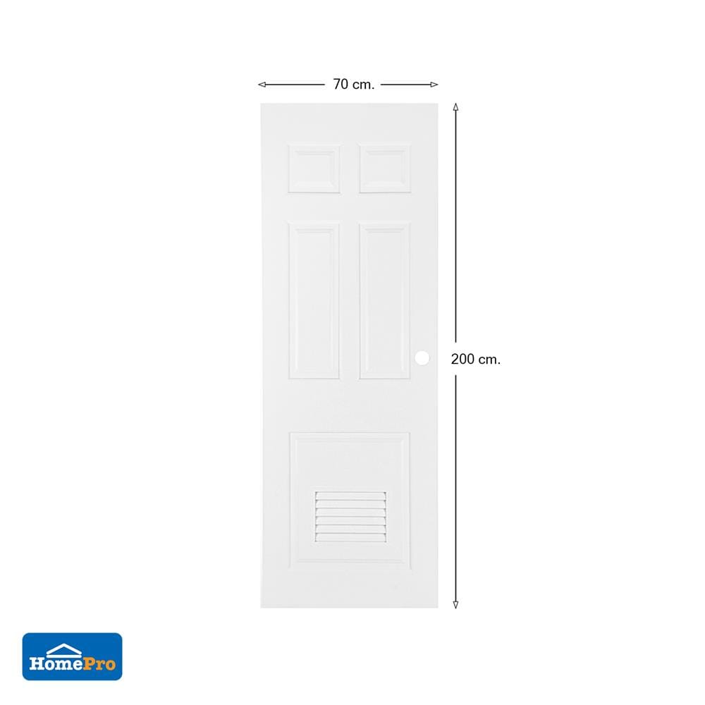 ประตูห้องน้ำ UPVC AZLE PZ6 70X200 ซม. สีขาว เจาะลูกบิด