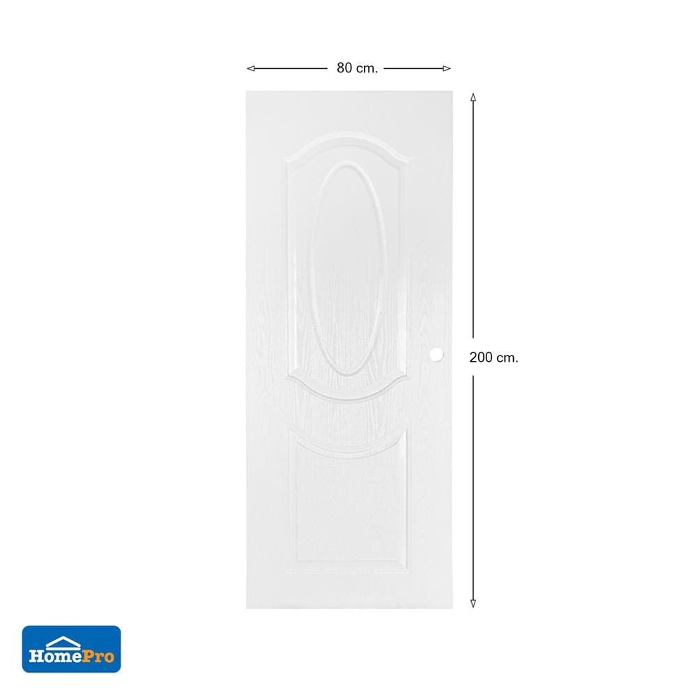 ประตูภายนอก UPVC AZLE ET-02 80X200 ซม. สีขาว เจาะลูกบิด