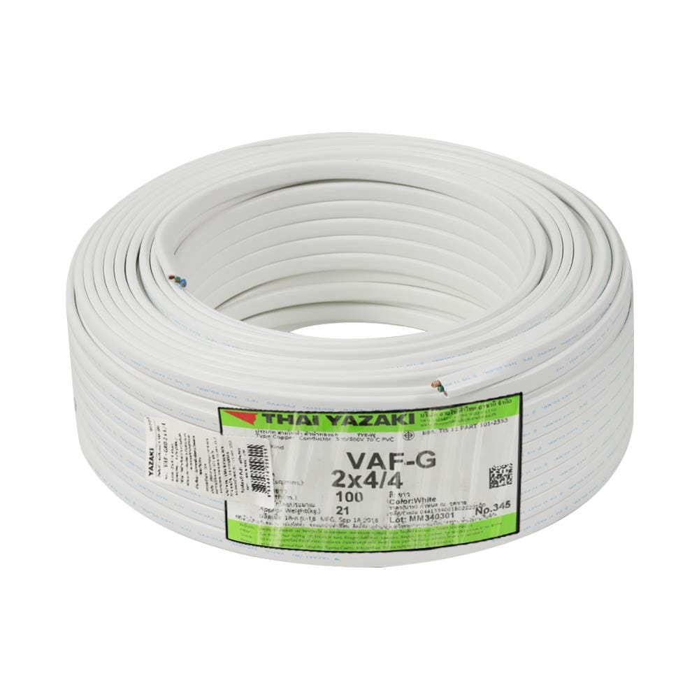 สายไฟ VAF-G YAZAKI 2x4/4 ตร.มม. 100 ม. สีขาว