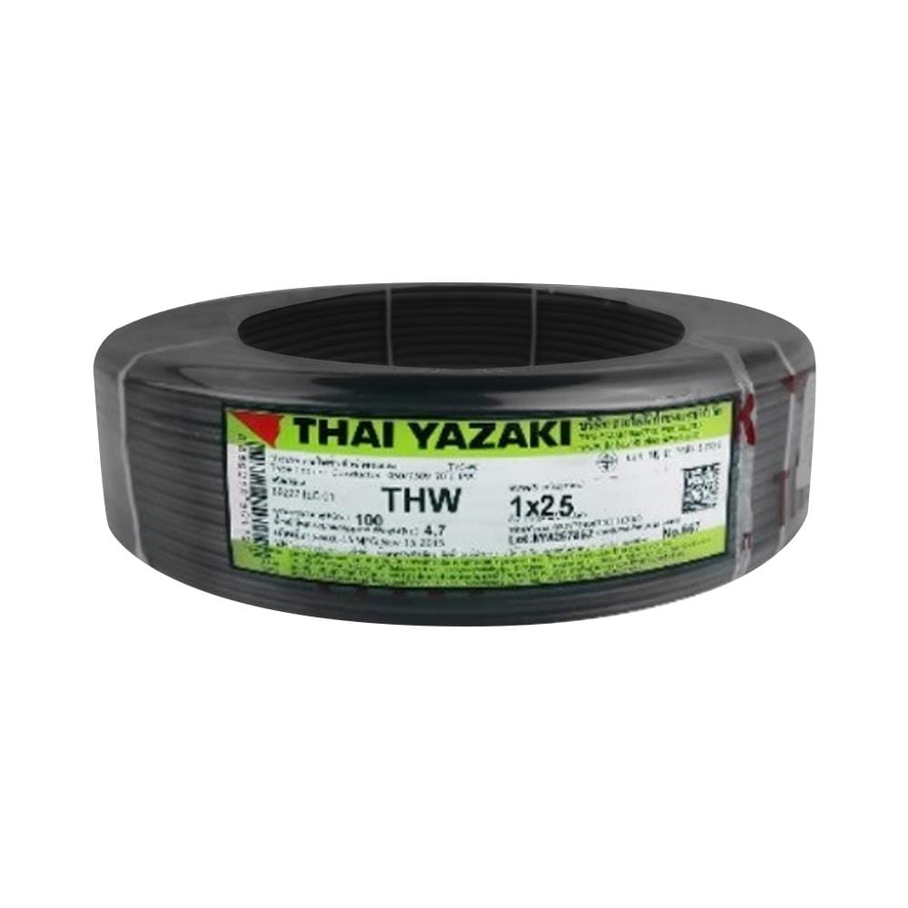 สายไฟ THW IEC01 YAZAKI 1x25ตร.มม. 100 ม. สีดำ