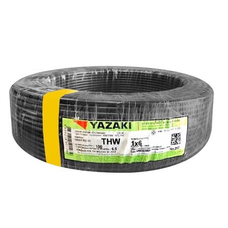 สายไฟ THW IEC01 YAZAKI 1x6ตร.มม. 100 ม. สีดำ_0