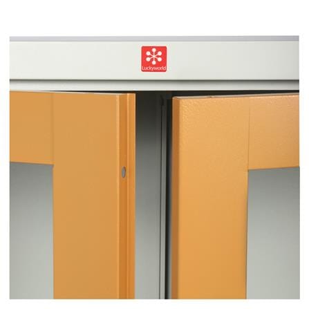 ตู้เหล็กสูงบานเปิดกระจก LUCKY WORLD KWG-183-EG สีน้ำตาล_3
