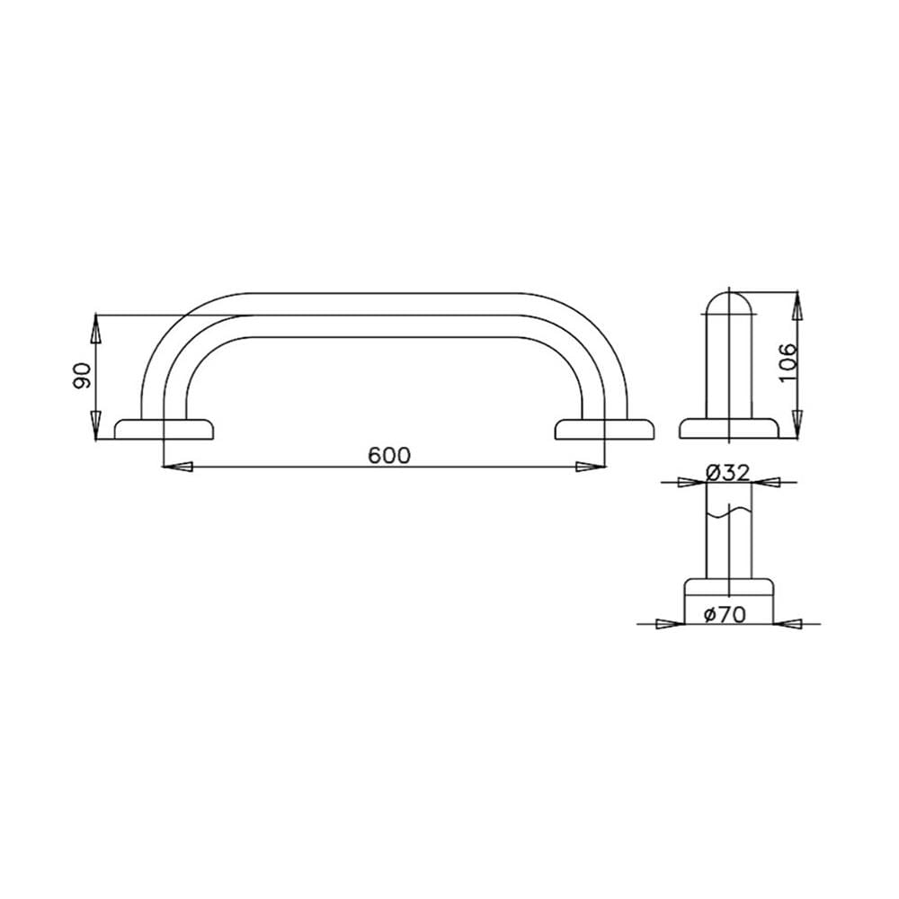 ราวมือจับ แบบตรง COTTO CT750L60#SA(HM) 60 ซม.