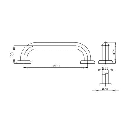 ราวมือจับ แบบตรง COTTO CT750L60#SA(HM) 60 ซม._1