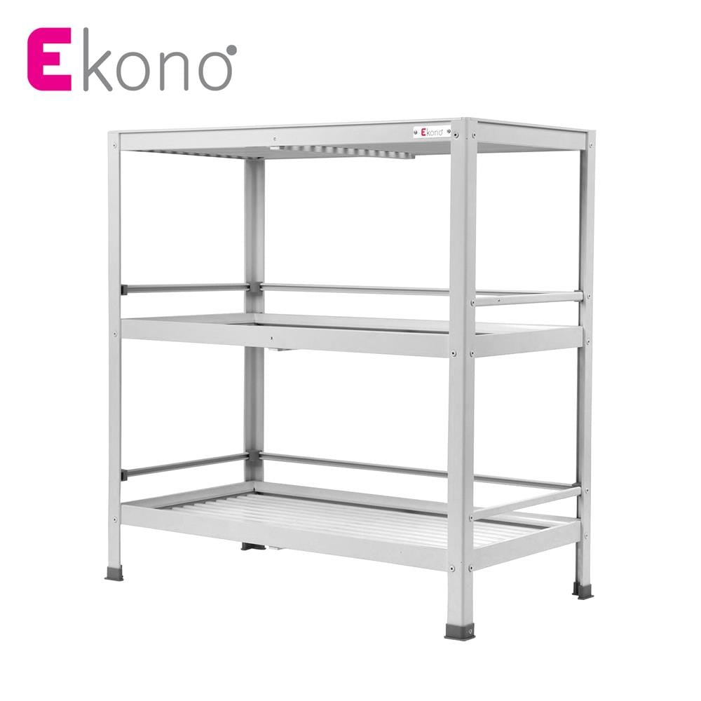 ชั้นคว่ำจาน-Mอะลูมิเนียม 3 ชั้นสีขาว EKONO