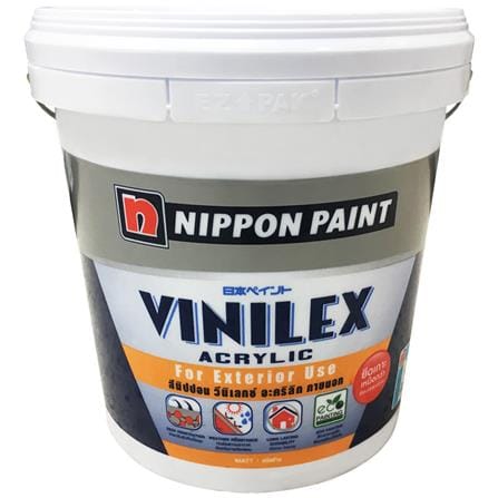สีน้ำทาภายนอก ชนิดด้าน NIPPON PAINT VINILEX ACRYLIC BASE B สีขาว 2.5 แกลลอน_0