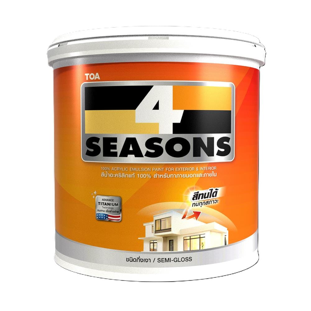 สีน้ำทาภายนอก ชนิดกึ่งเงา TOA 4 SEASONS A5001 สีเทา 5 แกลลอน