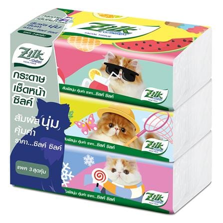 กระดาษเช็ดหน้า ZILK SOFT PACK 140 แผ่น แพ็ก 3 ชิ้น_0