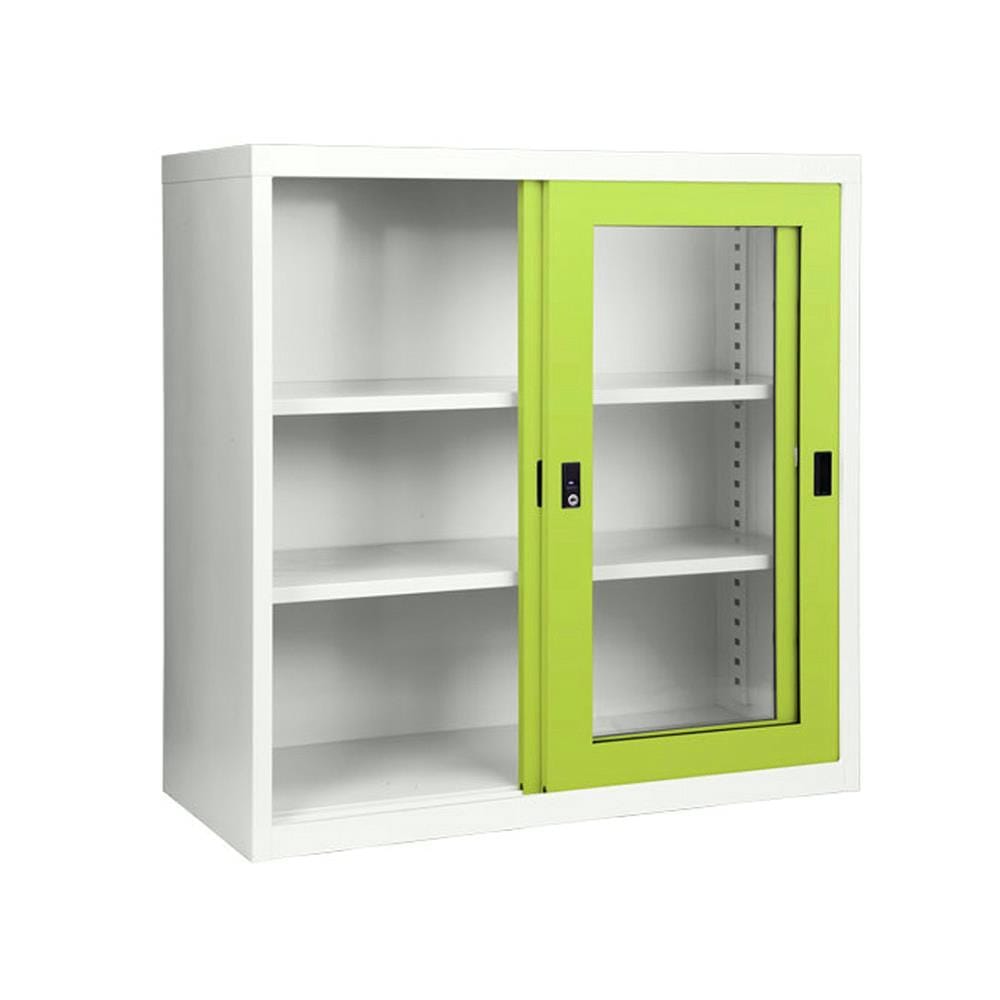 ตู้เหล็กบานเลื่อนกระจก KIOSK SGD-3 DG/GR สีเขียว