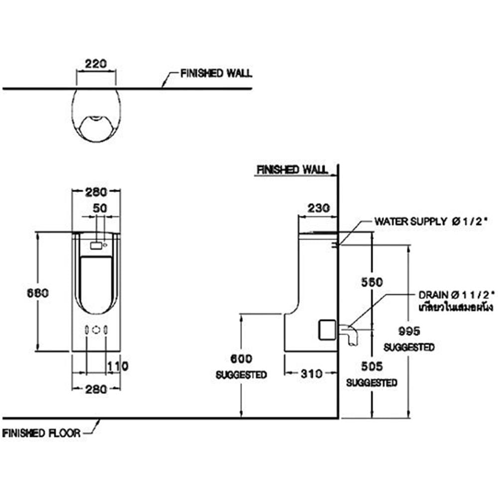 โถปัสสาวะชายเซนเซอร์ COTTO C31227AC สีขาว