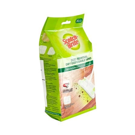 ผ้าถูพื้นเก็บฝุ่นไฟฟ้าสถิตแบบแห้ง SCOTCH-BRITE BASIC 30 แผ่น สีขาว_2