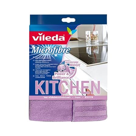 ผ้าไมโครไฟเบอร์ทำความสะอาดคราบมัน VILEDA 18x26cm สีม่วง_0