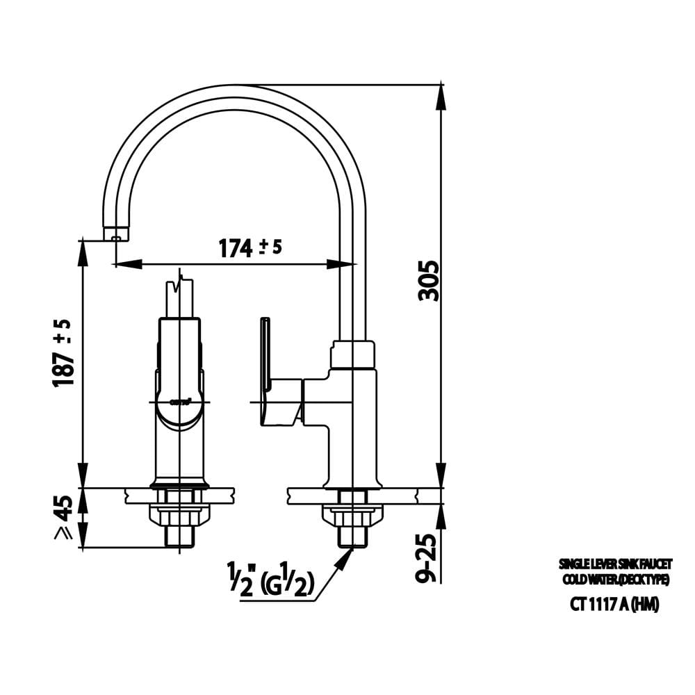 ก๊อกซิงค์เดี่ยวเคาน์เตอร์ COTTO CT1117A(HM)