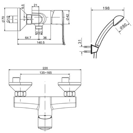 ก๊อกผสมยืนอาบ AMERICAN STANDARD A-0712-300_1