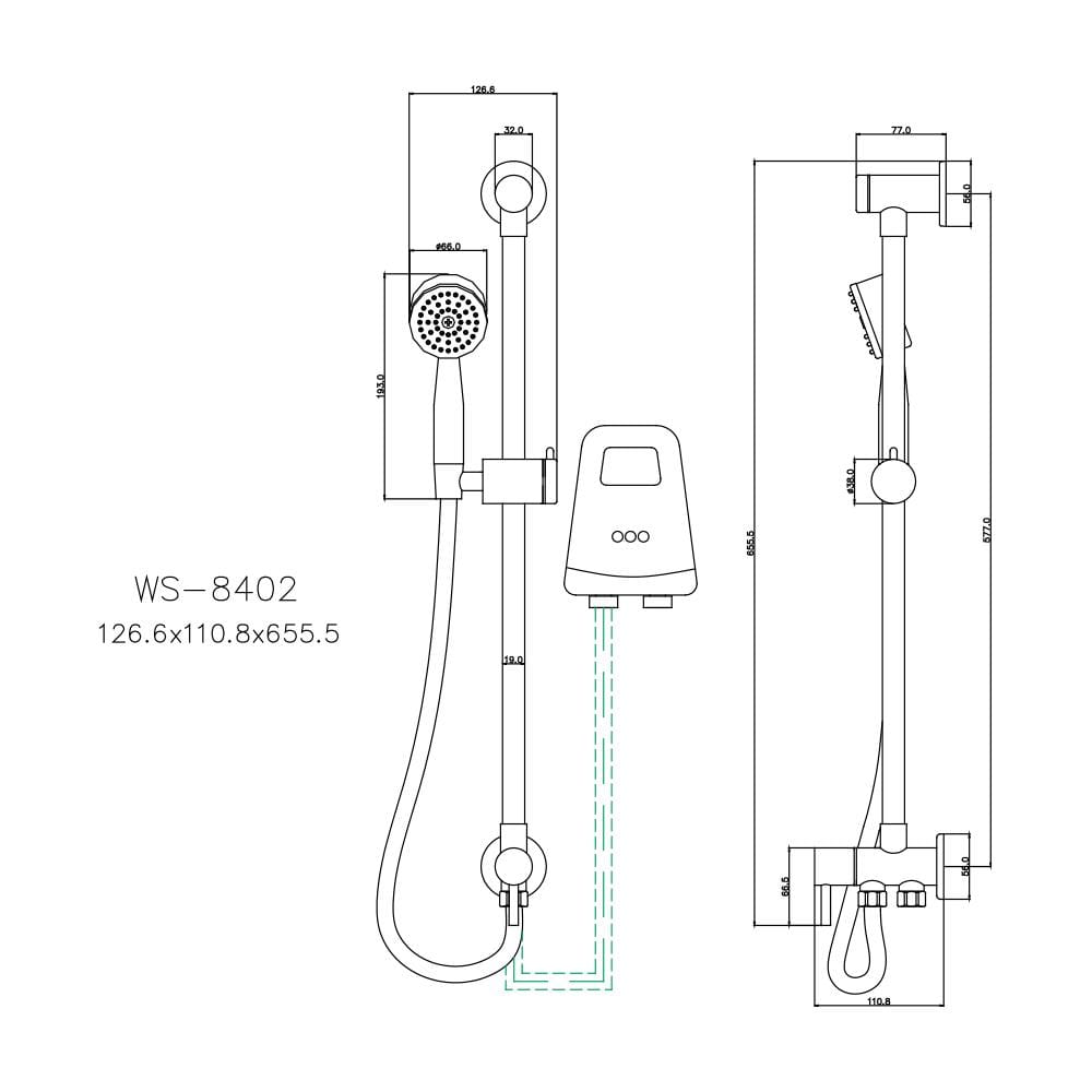ชุดฝักบัวราวเลื่อน WS WS-8402