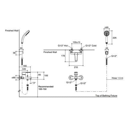 ก๊อกผสมอ่างอาบ KOHLER K-7686X-4-CP_1