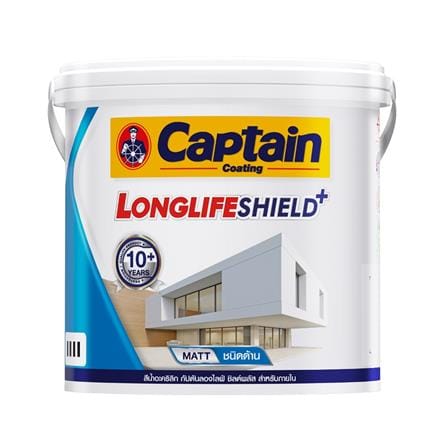 สีน้ำทาภายใน ชนิดด้าน CAPTAIN LONGLIFE SHIELDPLUS BASE D สีขาว 1 แกลลอน