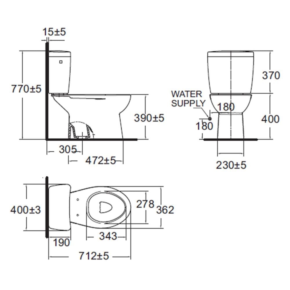 สุขภัณฑ์ 2 ชิ้น AMERICAN STANDARD TF-2894SCW-WT-0 4.5 ลิตร สีขาว