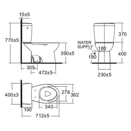 สุขภัณฑ์ 2 ชิ้น AMERICAN STANDARD TF-2894SCW-WT-0 4.5 ลิตร สีขาว_1