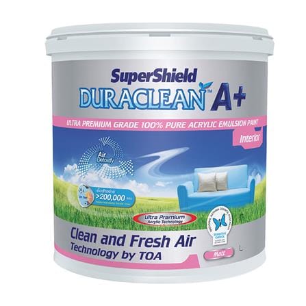 สีน้ำทาภายใน TOA SUPERSHIELD DURACLEAN A+ #0100 ด้าน 2.5 แกลลอน_0