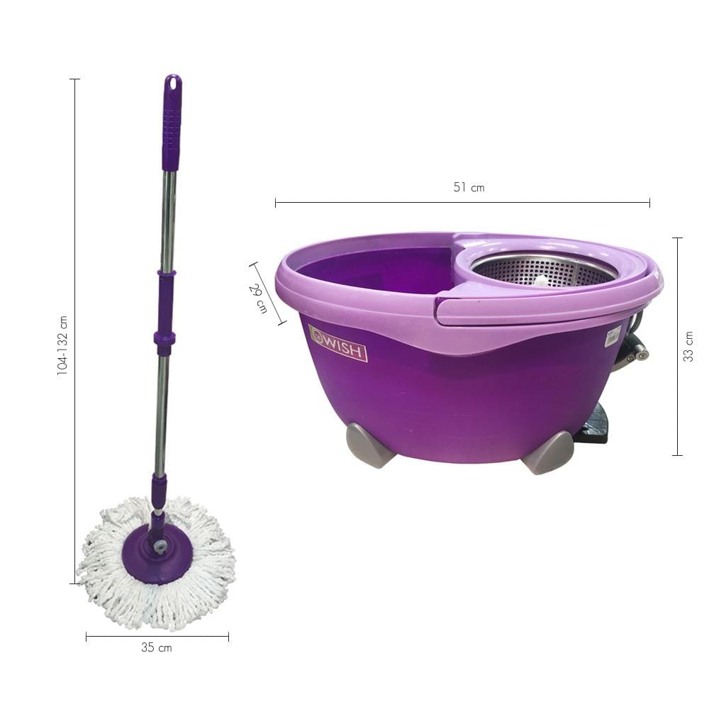 ชุดอุปกรณ์ถังปั่นพร้อมไม้ม็อบ BE WISH STAINLESS PRO 2 สีม่วง