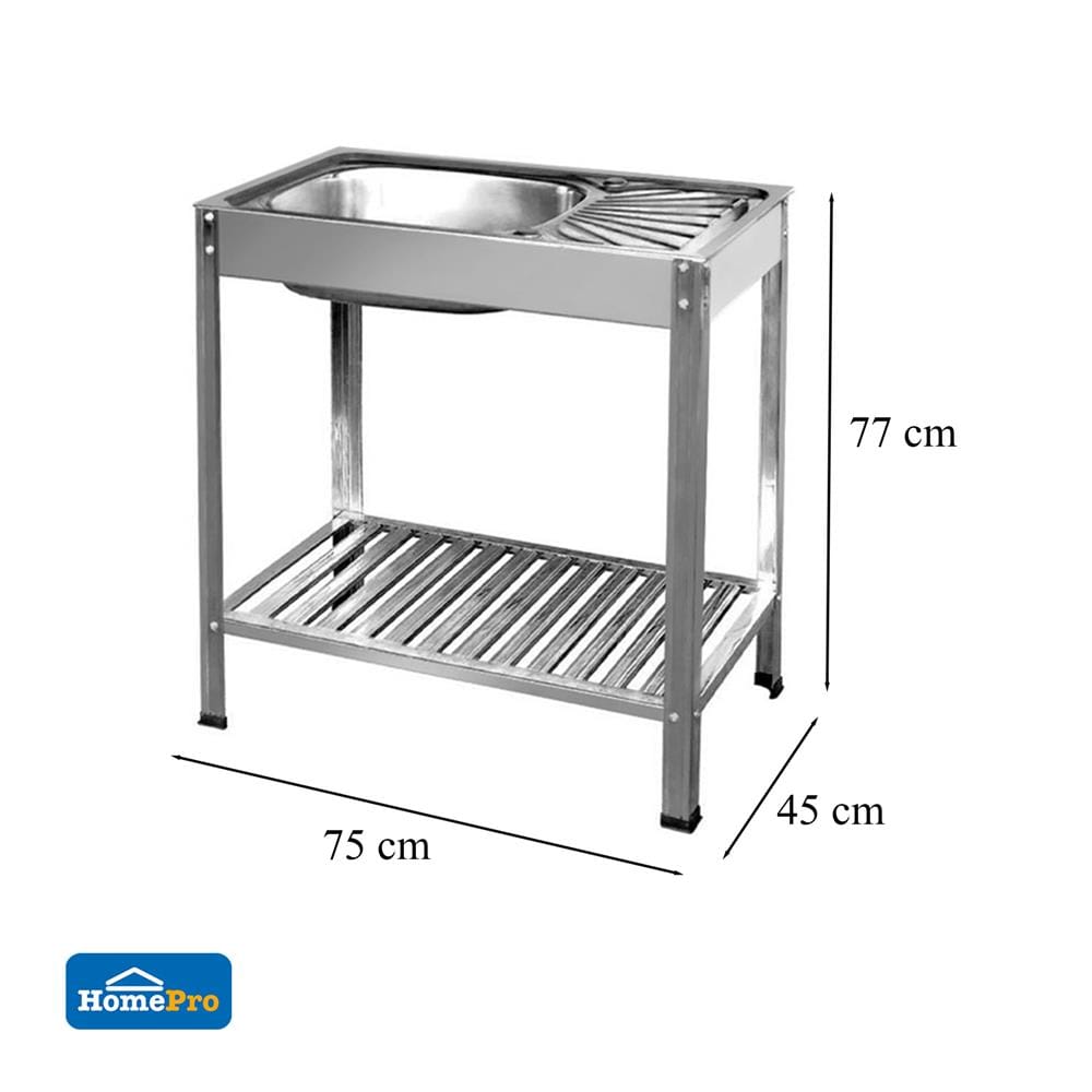 ซิงค์ขาตั้ง 1 หลุม 1 ที่พัก PARNO PAR-7545T สีเงิน