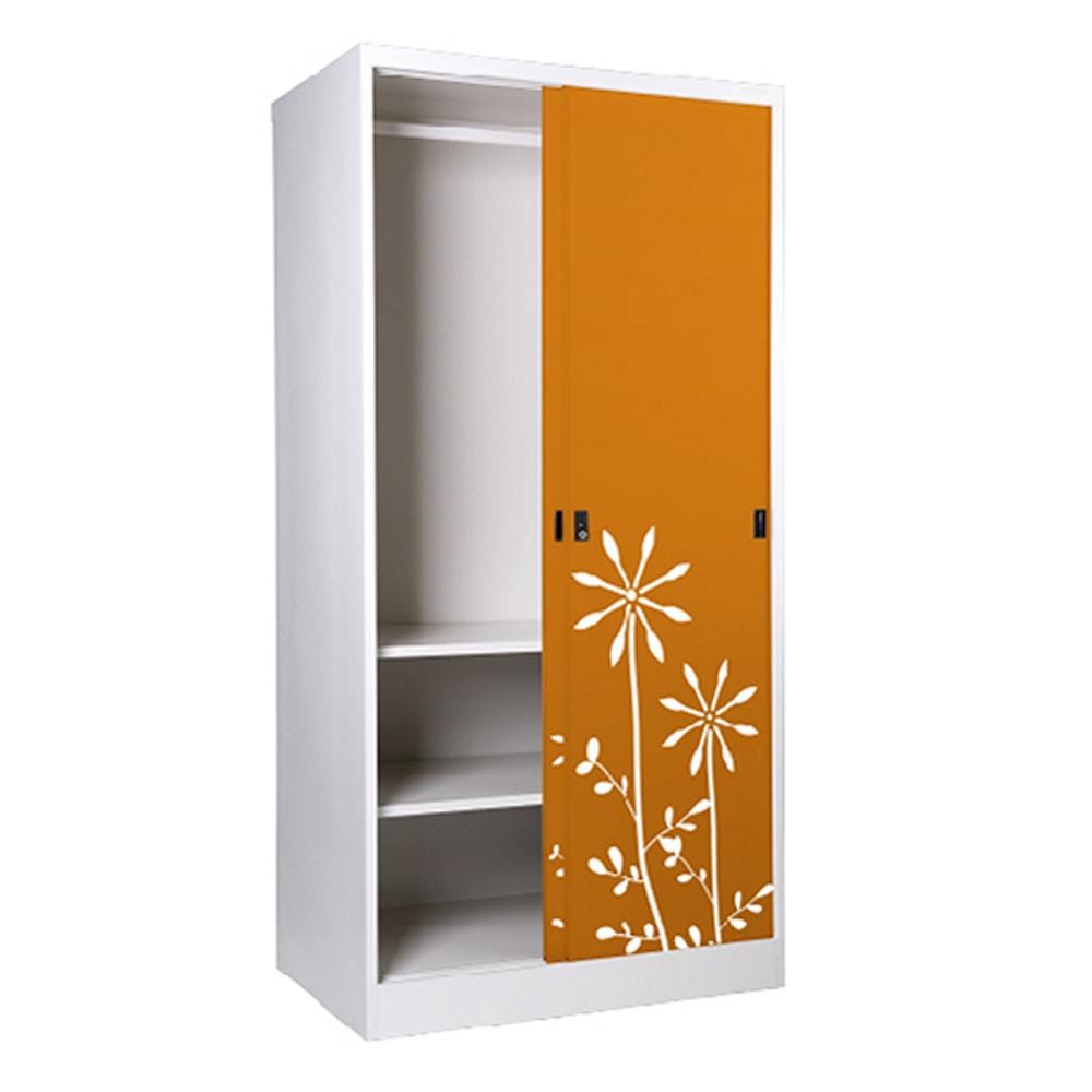 ตู้เสื้อผ้าเหล็กบานเลื่อน KIOSK SDW-18/I DG/OR 91.4 ซม. สีส้ม