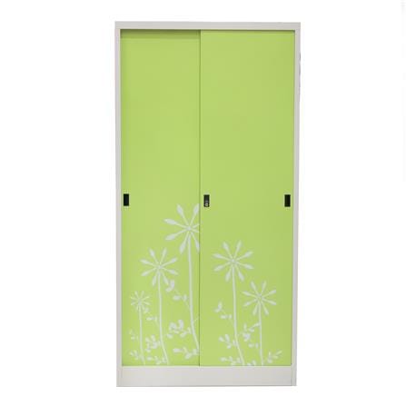 ตู้เสื้อผ้าเหล็กบานเลื่อน KIOSK SDW-18/I DG/GR 91.4 ซม. สีเขียว_1