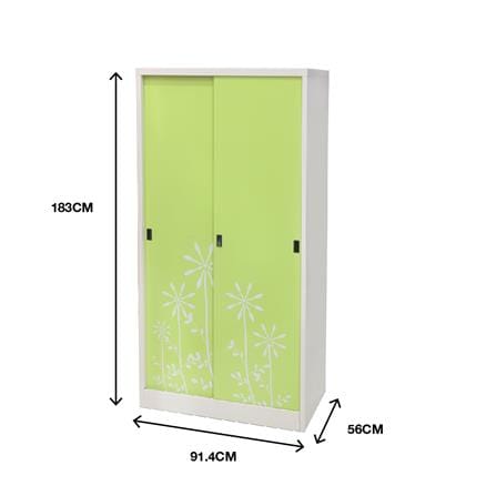 ตู้เสื้อผ้าเหล็กบานเลื่อน KIOSK SDW-18/I DG/GR 91.4 ซม. สีเขียว_7