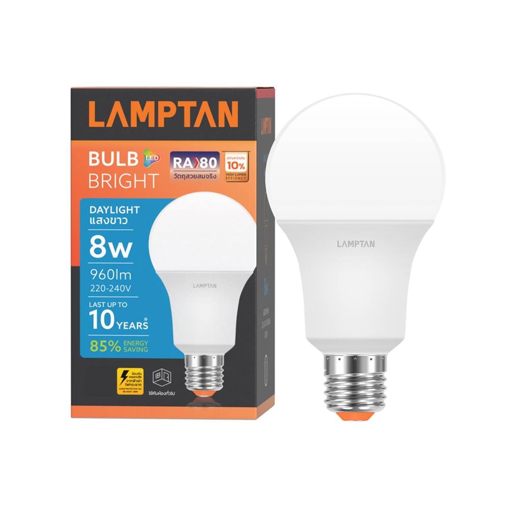 หลอด LED LAMPTAN A60 BRIGHT 8 วัตต์ DAYLIGHT E27
