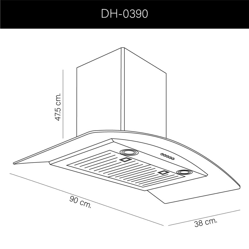 เครื่องดูดควันกระโจม DYNA HOME DH-0390 90 ซม.